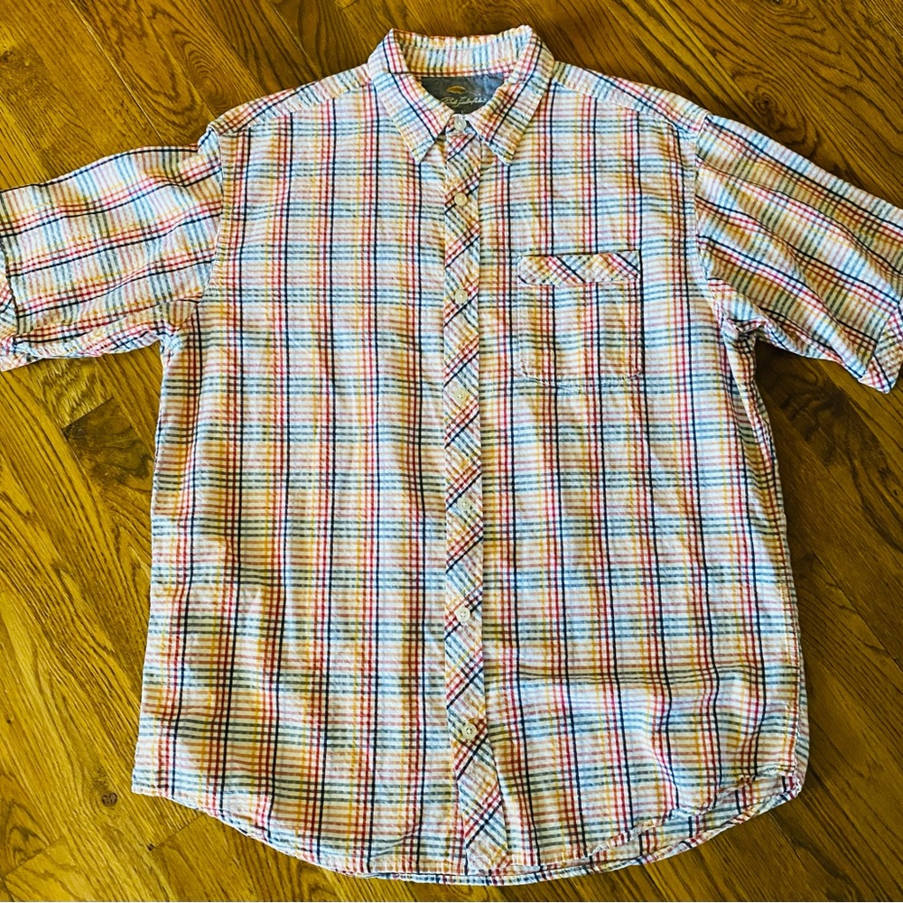 Bob Timberlake Plaid Short Sleeve Button Up
Shirt, size large